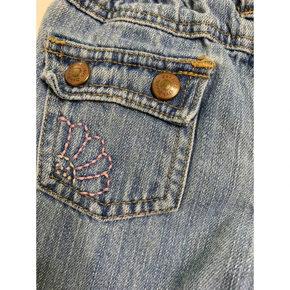 Oshkosh B'gosh Baby Girls Denim Jeans Elastic Waist Flower Accent Size 18 Months